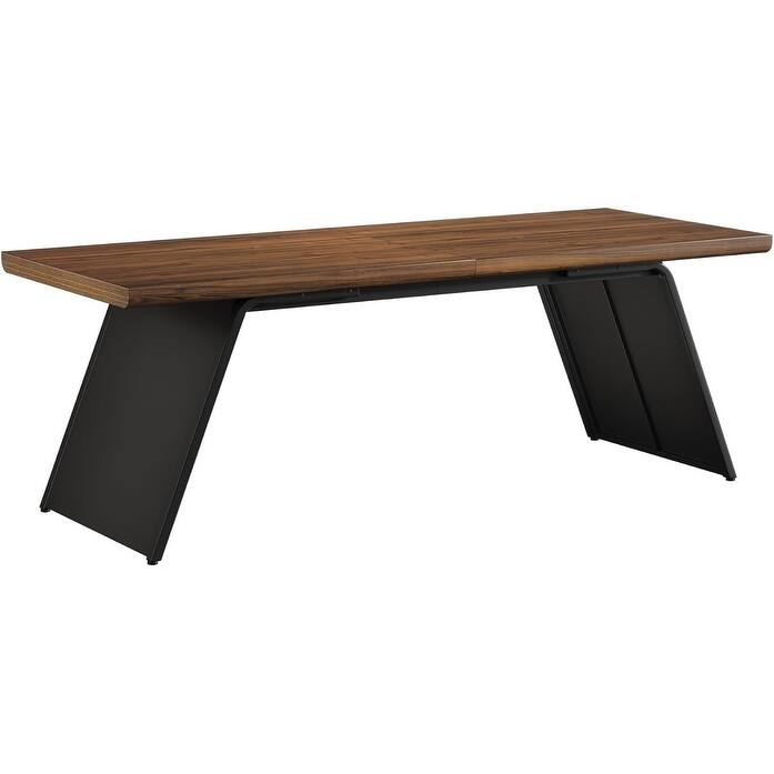 6.57 FT Conference Room Table, Modern Rectangle Executive Meeting Seminar Table with Walnut Wood Top & Black Metal Base