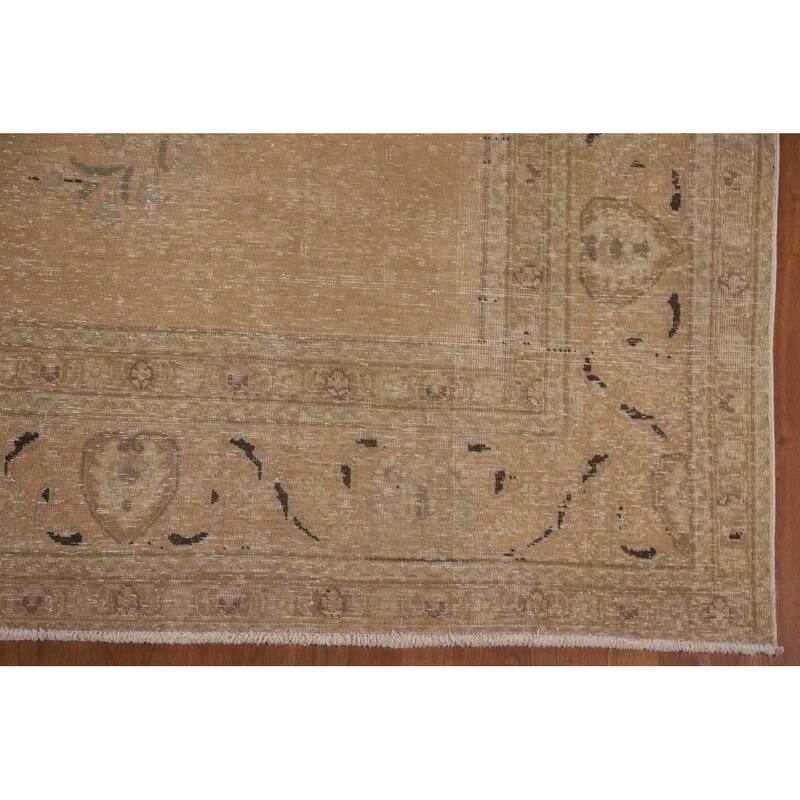 Antique Distressed Tabriz Persian Area Rug Handmade Wool Carpet - 9'10" x 12'9"
