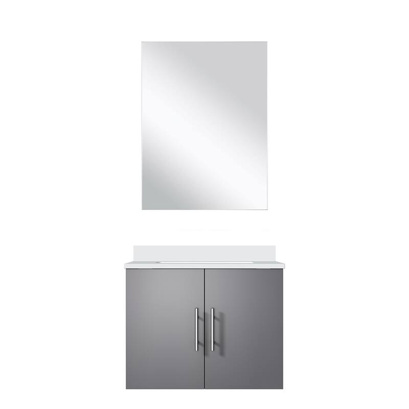 Bathroom Vanity Set with Marble Top, Single Hole Faucet, Mirror Included, Stainless Steel - no Faucet ,DARK GREY,Cultured Marble Countertop - DARK GREY