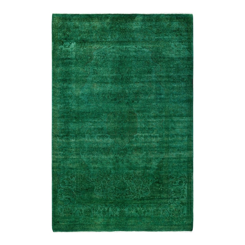 Contemporary Overdyed Wool Hand Knotted Area Rug - 4' 7" x 7' 1"