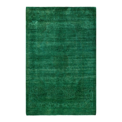 Contemporary Overdyed Wool Hand Knotted Area Rug - 4' 7" x 7' 1"