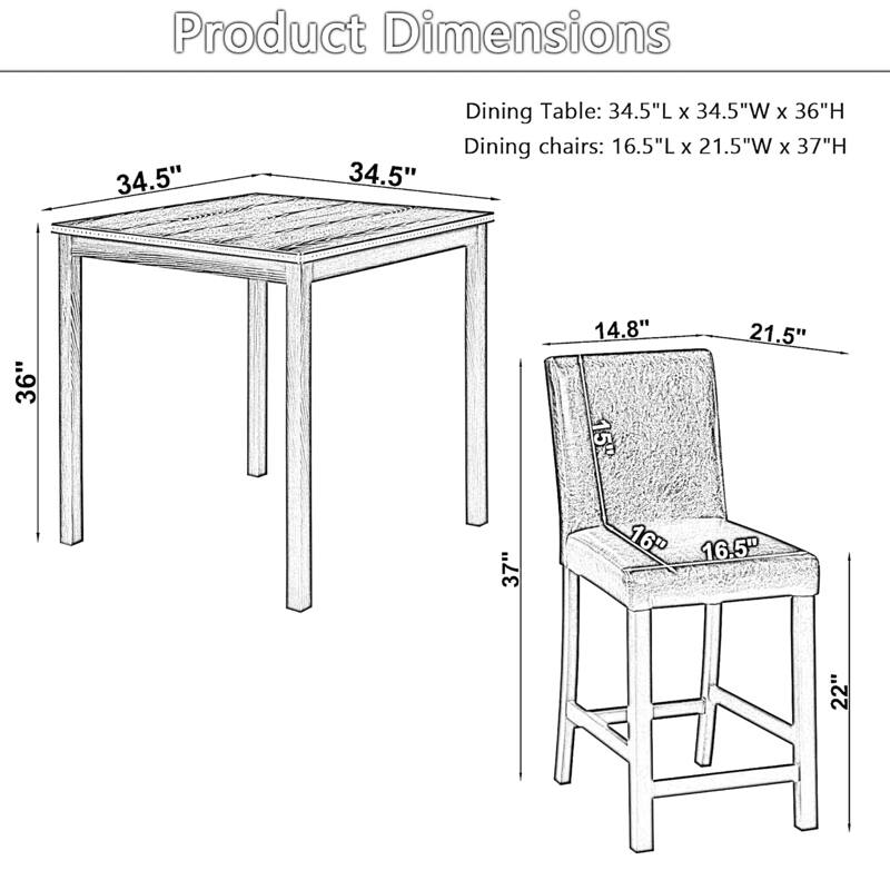 KISRAIS 5 Piece Counter Height Dining Set