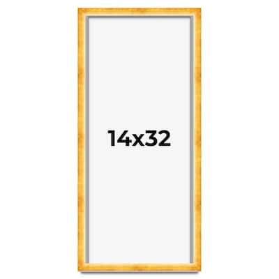 14x32 Shadow Box Frame Gold | 1.625 Inches Deep Real Wood Traditional