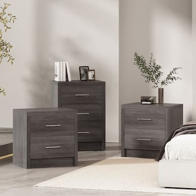 Berrett 3 Piece 3 Drawer Dresser and Nightstand Bedroom Set by Christopher Knight Home