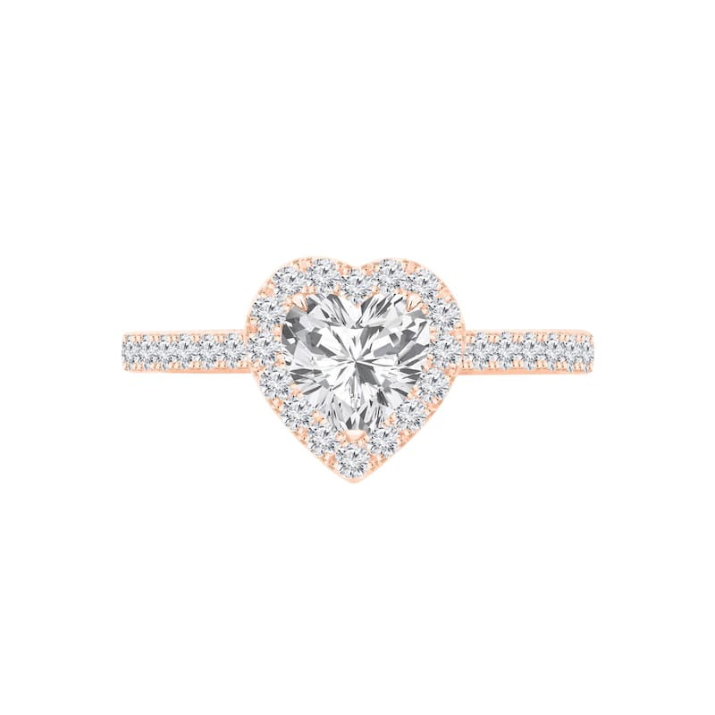 Auriya 14k Gold 1 1/4ctw Heart Shape Halo Diamond Engagement Ring (H-I, I1-I2) - Rose - 5