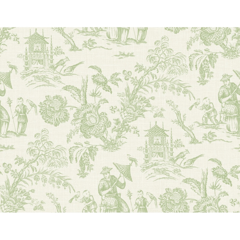 Seabrook Designs Colette Chinoiserie Nonwoven Unpasted Wallpaper - 27 in. W x 27 ft. L - Garden Herb