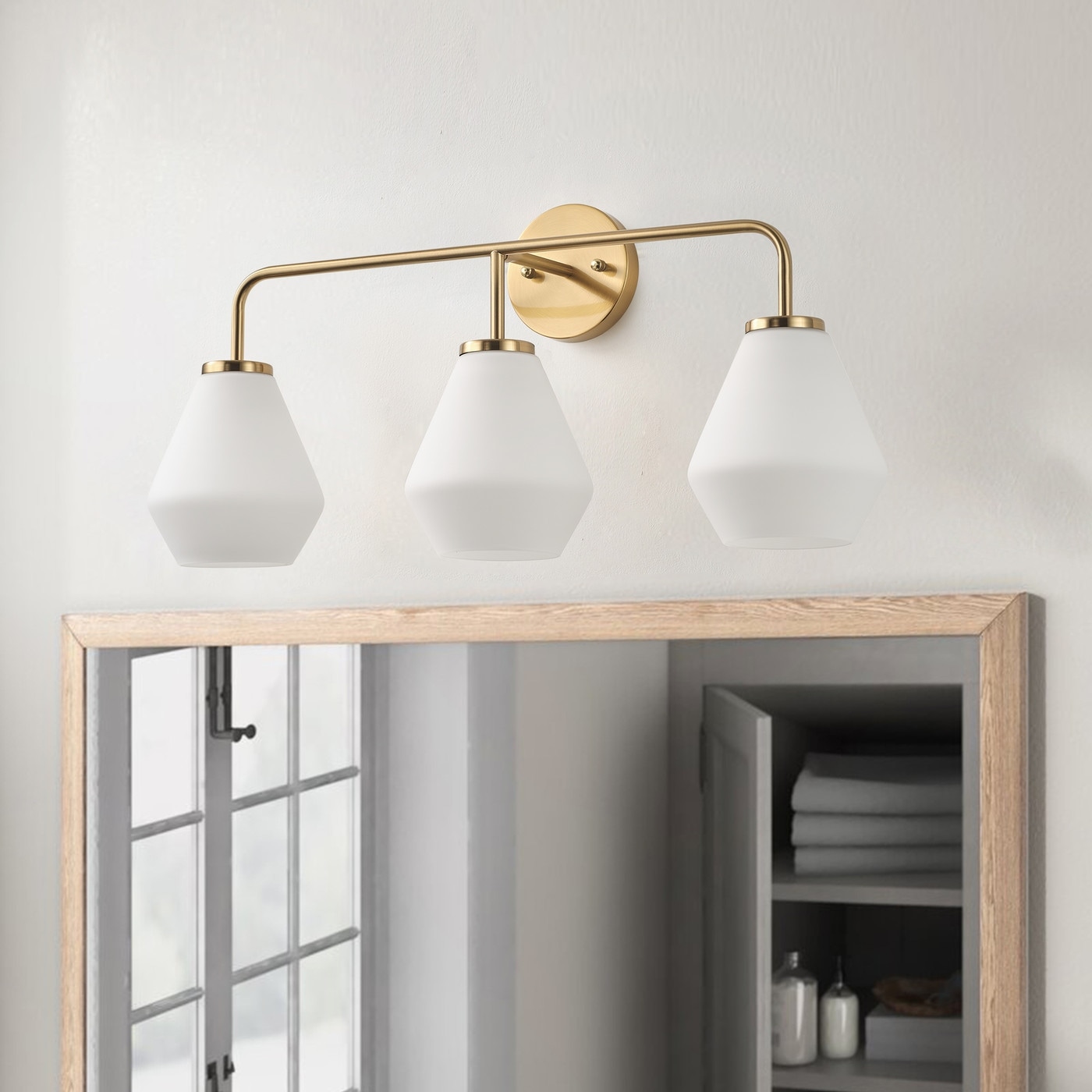 Modern Oil Rubbed Bronze Vanity Light Bar – 4-Light Glass Shade Fixture For Bathroom Mirrors, 32 Inches Wide - View #8