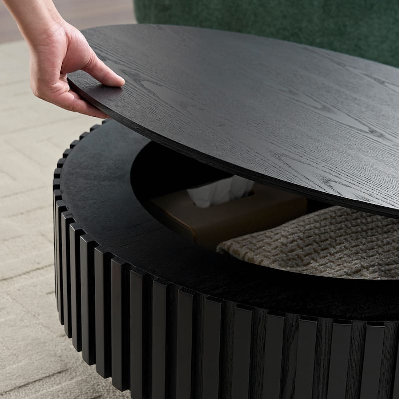 31.49'' Nesting Handcraft Drum Coffee Table with Storage