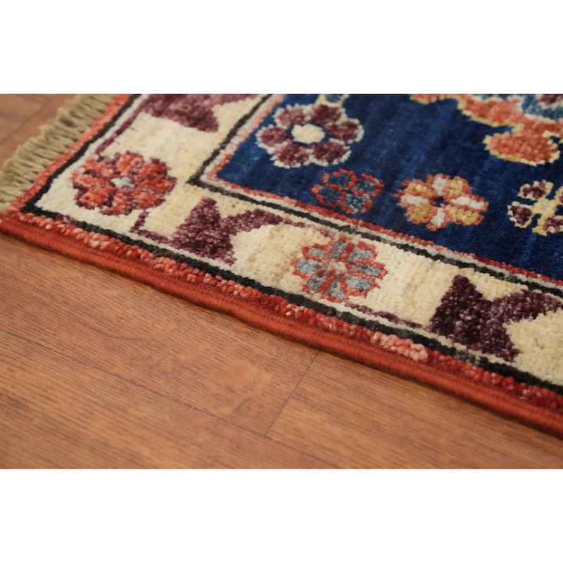 Hand Knotted Traditional Wool Orange Geometric Area Rug - 9' 7'' X 8' 4''