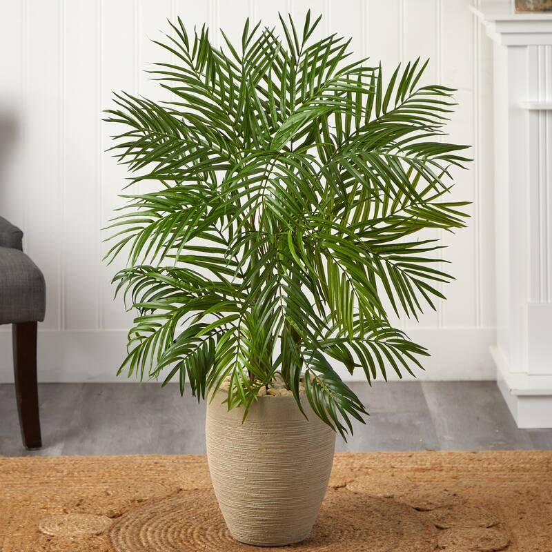 4' Areca Palm Artificial Tree in Sand Colored Planter - h: 4 ft. w: 30 in. d: 27 in