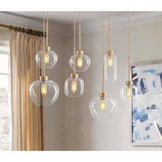 7-Light Cluster Glass Liner Kitchen Island Pendant Light for Dining/ Living Room