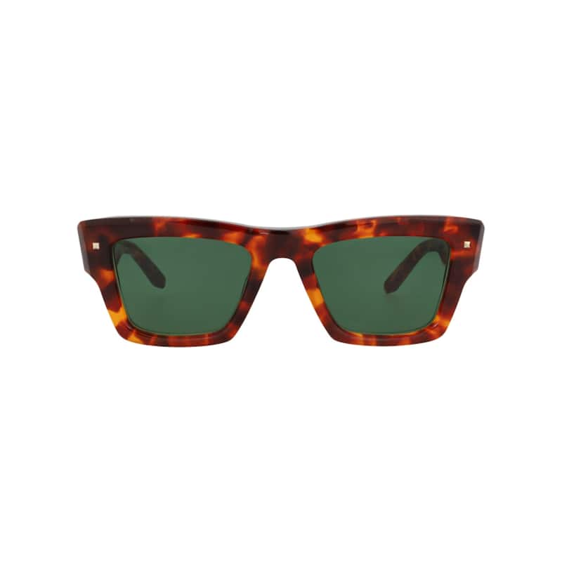 Valentino Square-Frame Acetate Sunglasses - Tortoise-Tortoise-Green - Multi - Green Lens