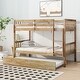 preview thumbnail 5 of 16, Twin Over Twin Rubber Wood Bunk Bed with Trundle, Convertible into 2 Twin Size Beds