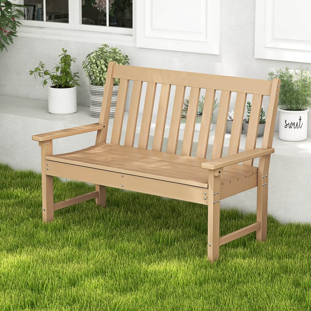Costway Garden Bench All-Weather HDPE 2-Person Outdoor Bench for Front - See Details
