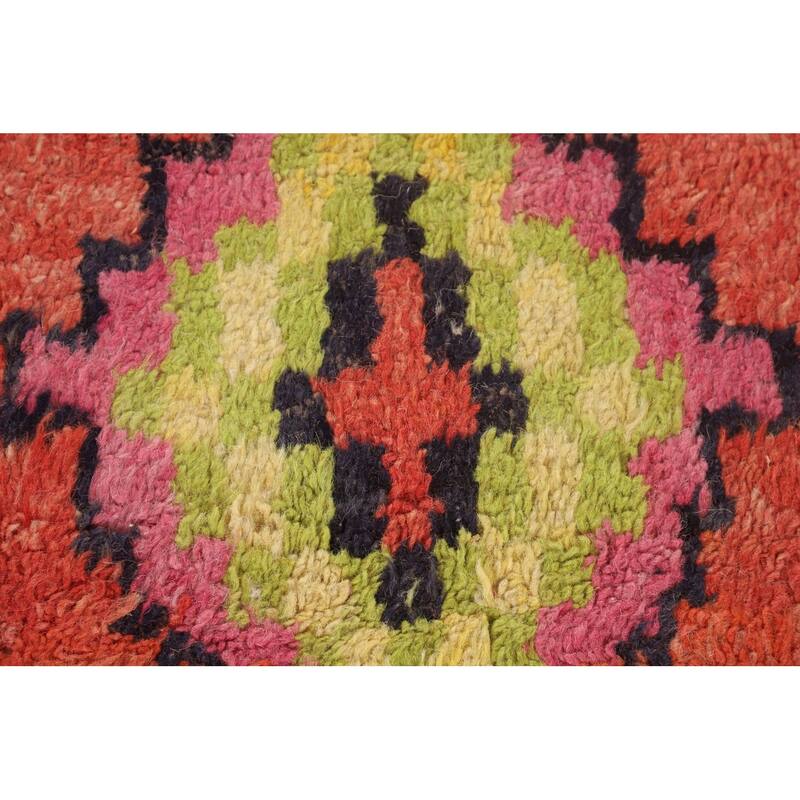Geometric Moroccan Oriental Area Rug Hand-Knotted Wool Carpet - 7'0" x 9'7"