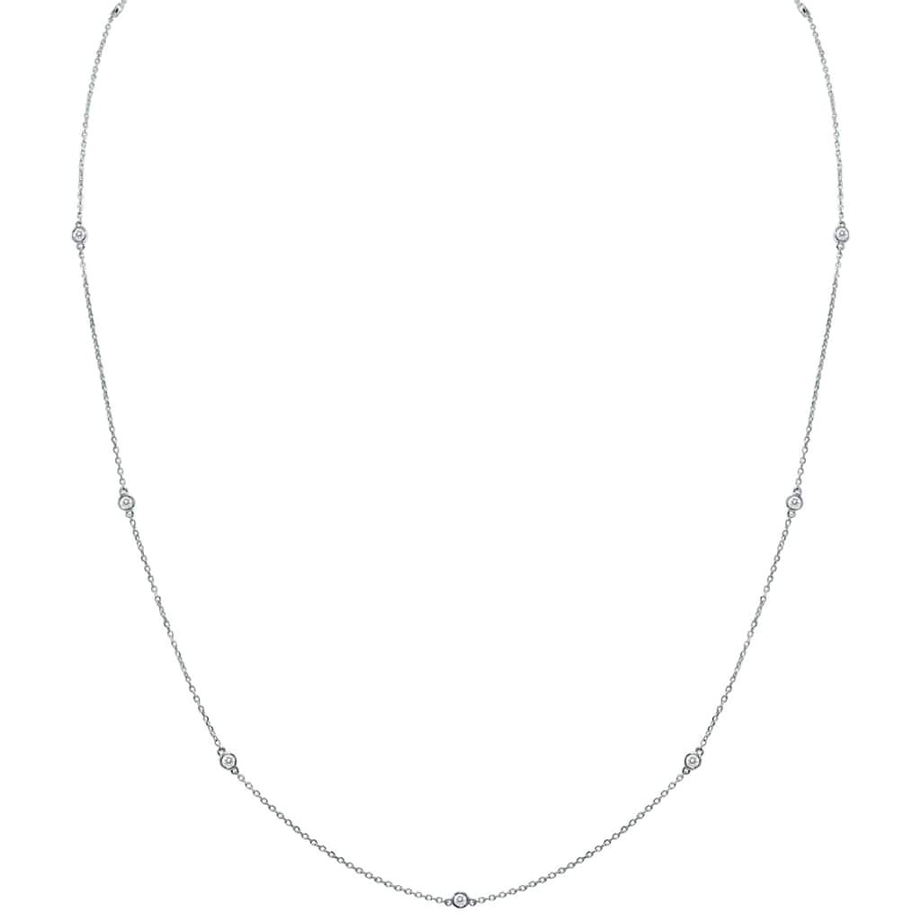Marquee 1/4 Carat TW Bezel Set Diamond Station Necklace in 14K White Gold