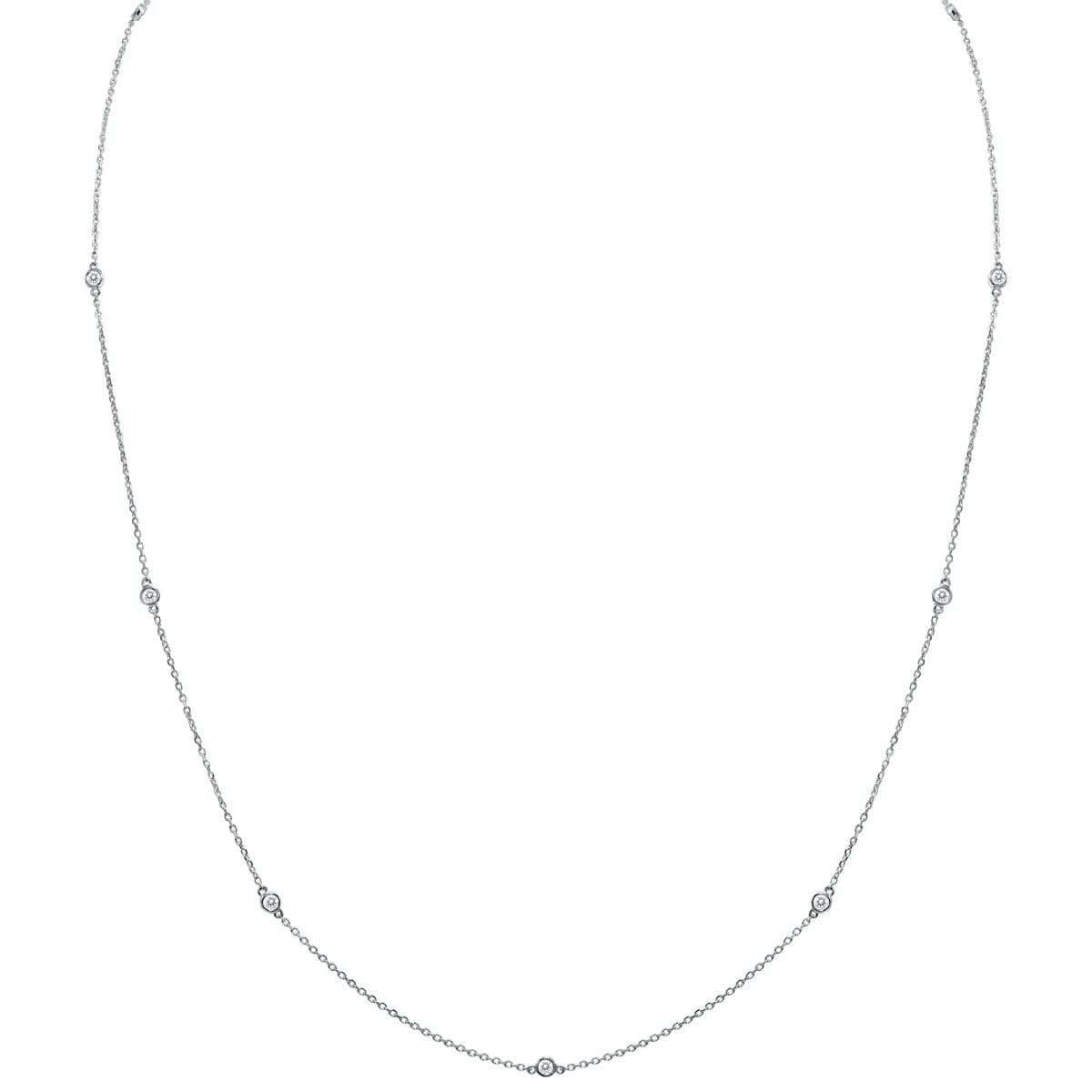 Marquee 1/4 Carat TW Bezel Set Diamond Station Necklace in 14K White Gold