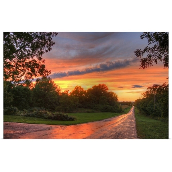 "Colorful Summer Sunset on Country Road" Poster Print