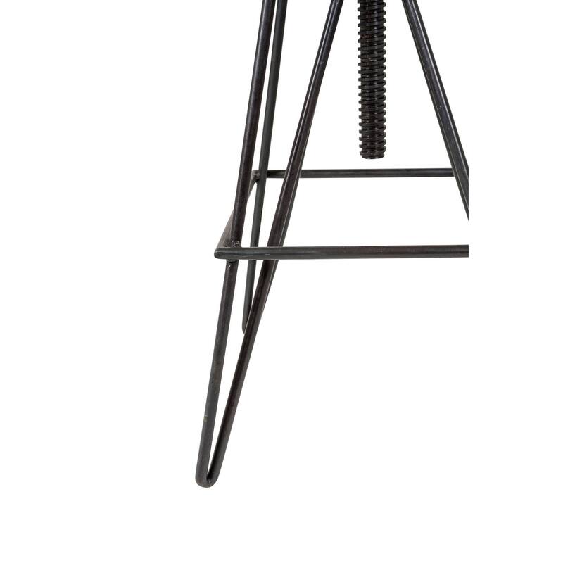 Brown Mango Wood And Black Iron Adjustable Stool by East at Main