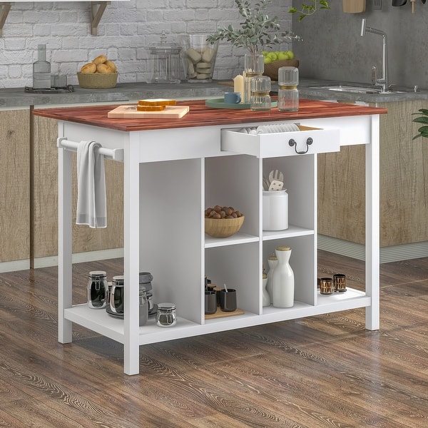 Stationary Kitchen Island Drop Leaf Wood Dining Table with Storage Shelves Bed Bath & Beyond