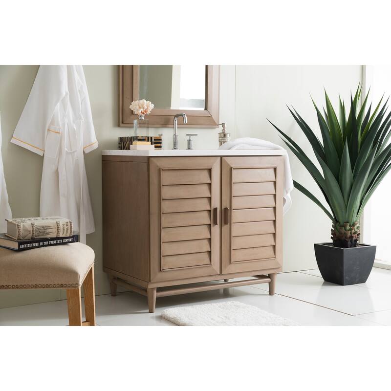 James Martin Vanities Portland 36" Single Vanity, Whitewashed Walnut - 36 x 23.5 x 34.3