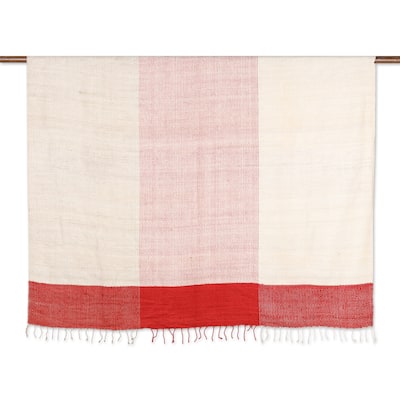 Novica Handmade Red Harmony Silk Throw Blanket