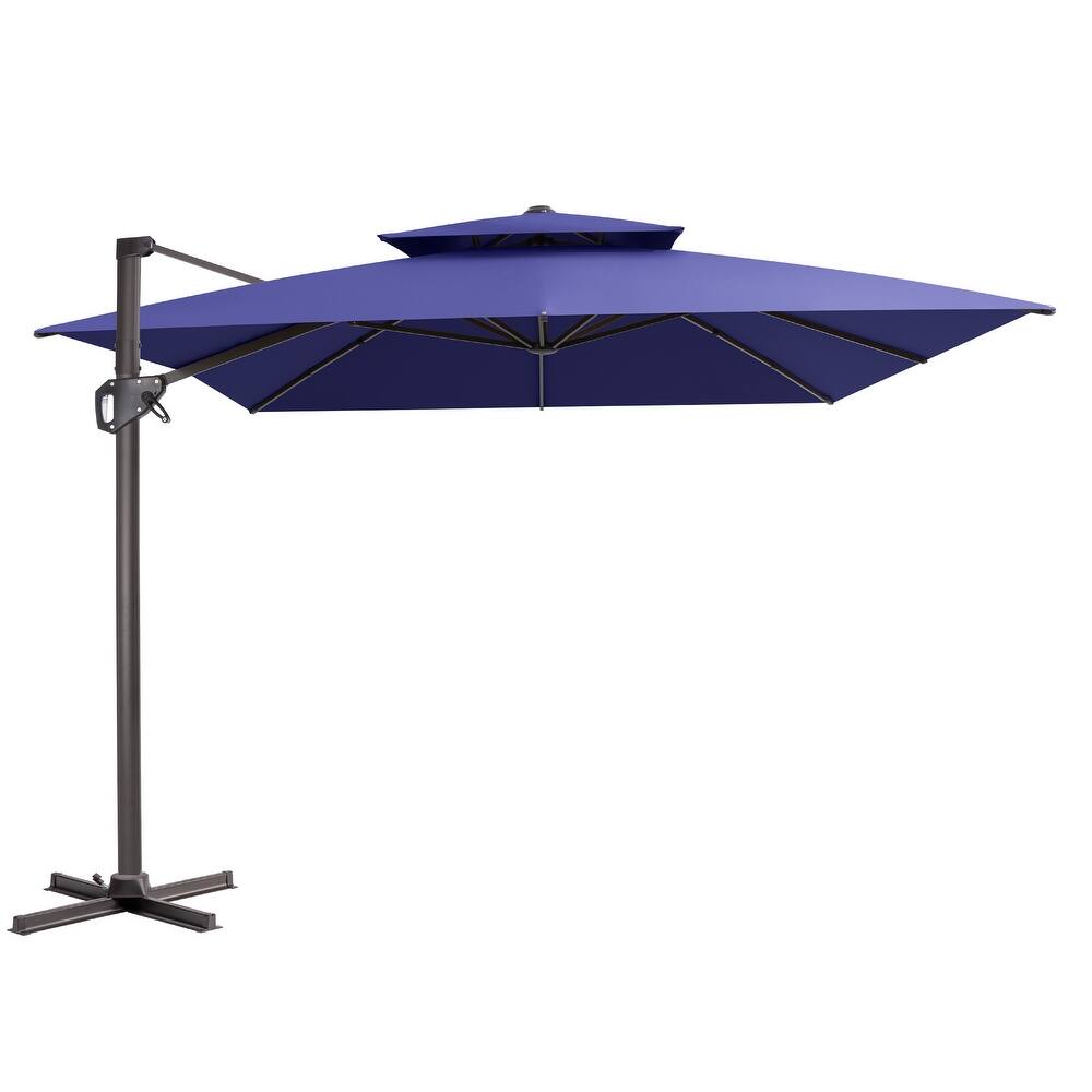 VredHom Outdoor 9x11FT Patio Aluminum Dual Top Cantilever Offset Umbrella
