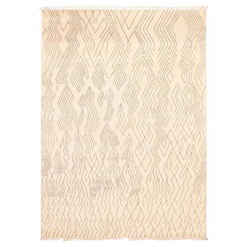 ECARPETGALLERY Hand-knotted Pak Finest Marrakesh Cream Wool Rug - 8'10 x 12'4 - Cream - 8'10 x 12'4