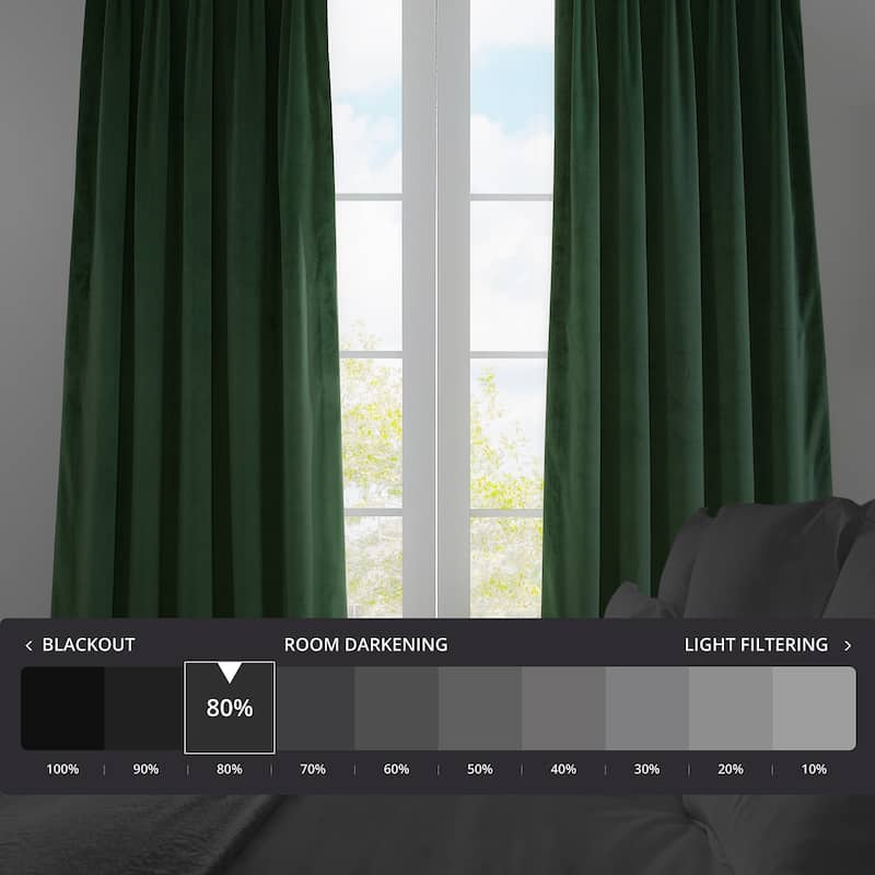 Exclusive Fabrics French Pleat Heritage Plush Velvet Room Darkening Curtains For Bedroom & Living Room Curtains (1 Panel)