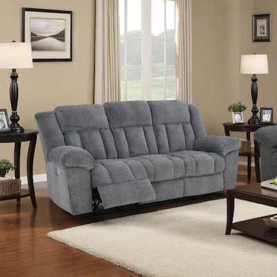 Kendy Power Recliner Sofa, Adjustable Headrest, Gray Polyester 91 Inch