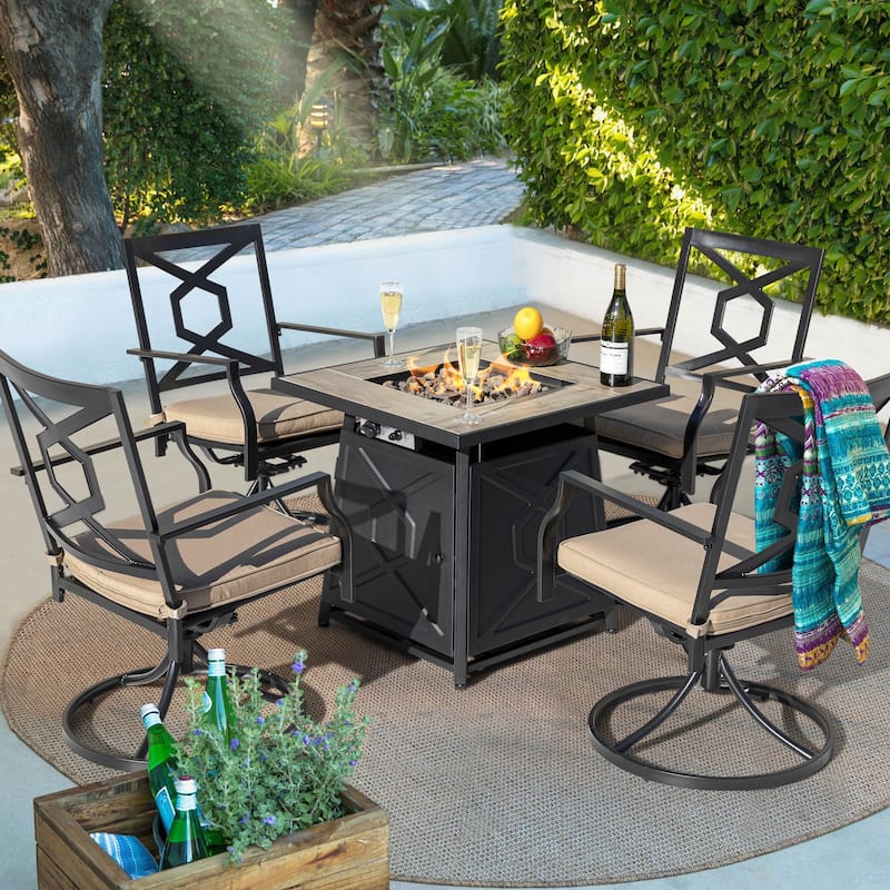 Outdoor 28 Inch 50,000 BTU Propane Gas Fire Pit Table with Cover - 28 inches