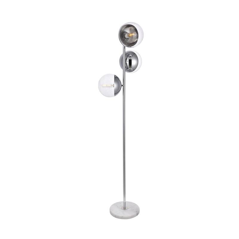 Mid-century Modern Clear Glass 3-light Floor Lamp