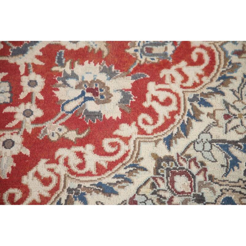 Hand Knotted Oriental 100% Wool Carpet Traditional Floral Red Nain Area Rug - 11' 1'' X 7' 10''
