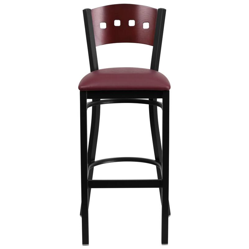 Decorative 4 Square Back Metal Restaurant Barstool - 19.75"W x 20"D x 43"H - 19.75"W x 20"D x 43"H