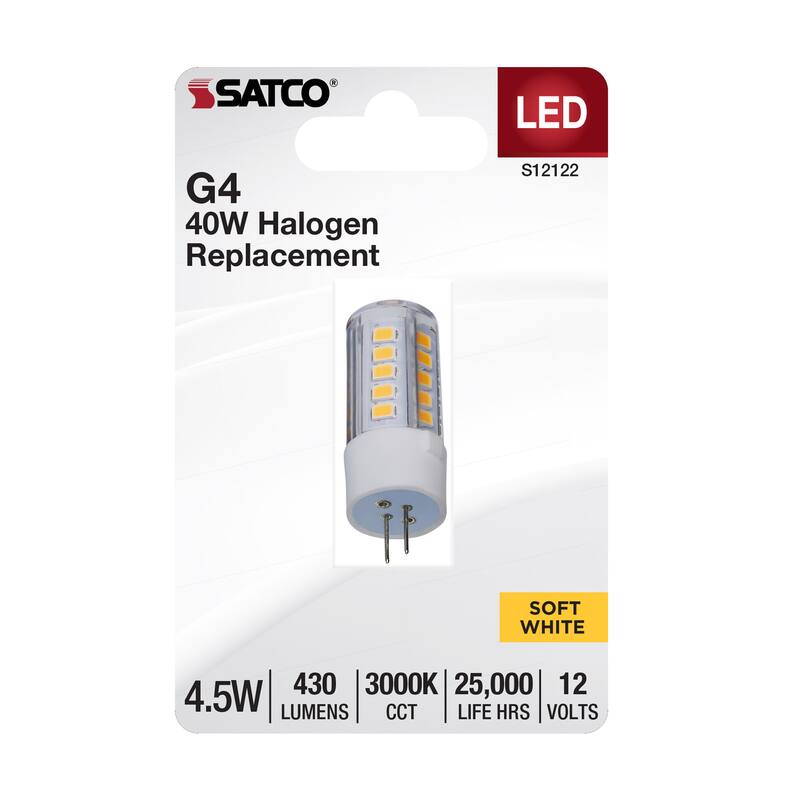 4.5 Watt Mini LED G4 Base 3000K Clear Finish 12V