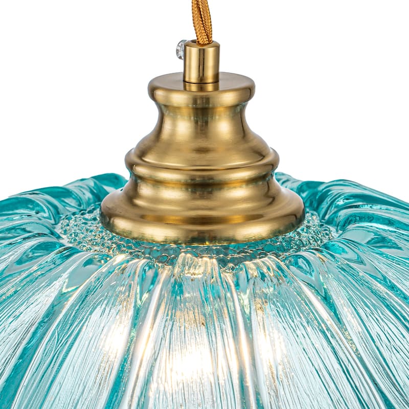 11" Flower-Shaped Red & White Gradient Glass Pendant Light Modern - Dia.11.02-in