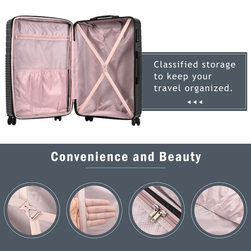 3 Piece Hardshell Luggage Spinner 8 Wheels Suitcase Sets (20"24"28")
