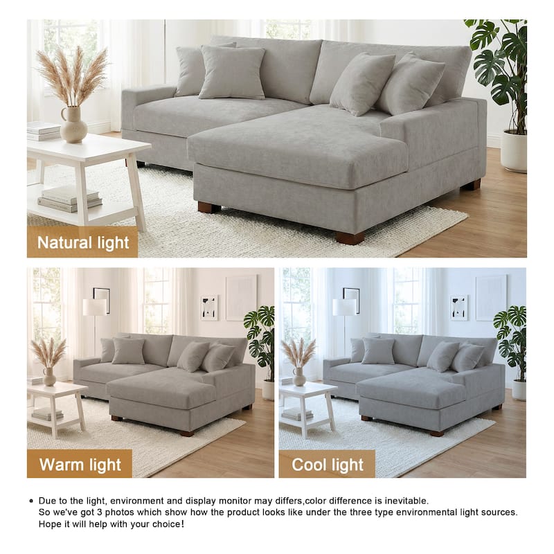 Modern Oversized Chenille Modular Sectional Sofa With Chaise