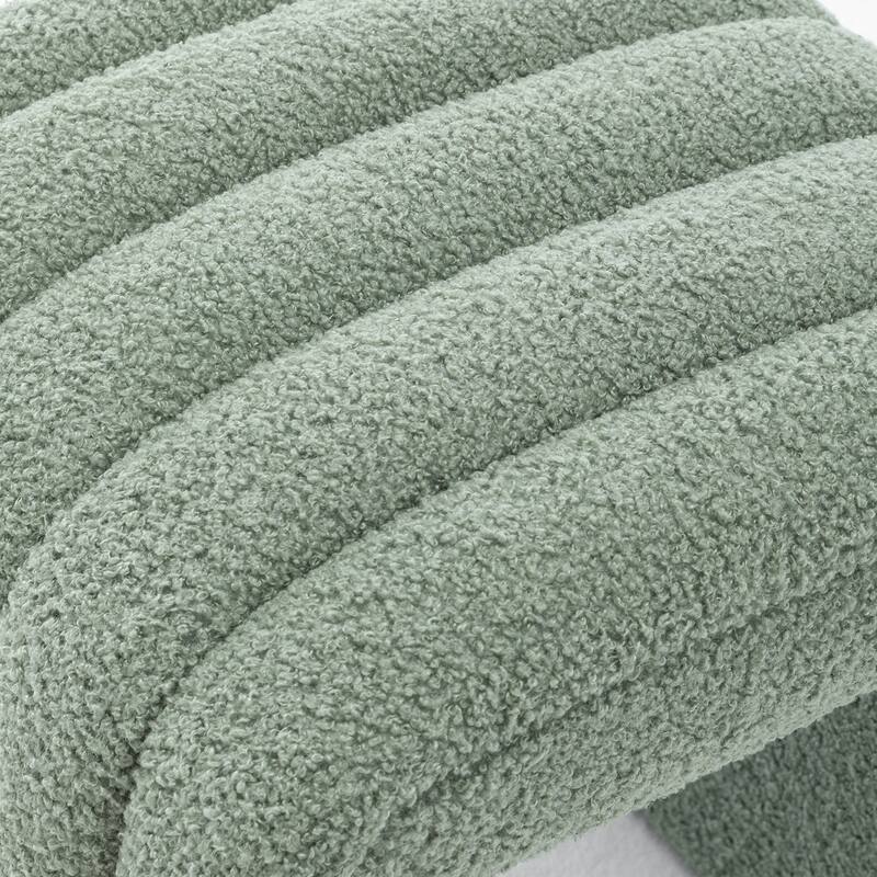 SEYNAR Modern Glam Teddy Velvet Upolstered U-Shaped Ottoman