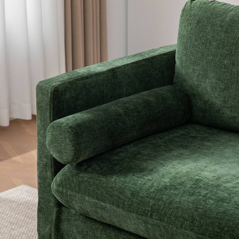 82.68" Extra-Wide Two-Seater Sofa with Chenille Upholstery, Armrest & Backrest Pillows for Living Room