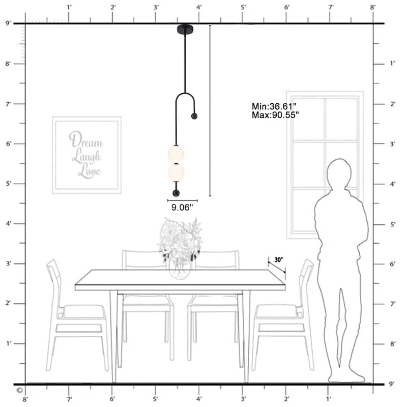 Dual Globe LED Pendant Light Dimmable Modern Hanging Fixture