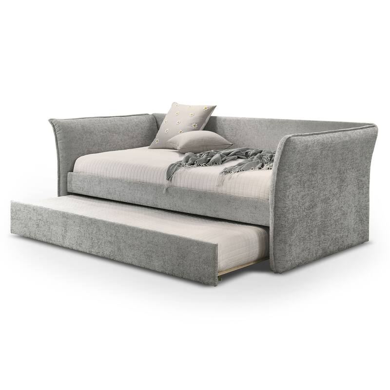 Furniture of America Gestin Modern Twin Upholstered Daybed with Trundle