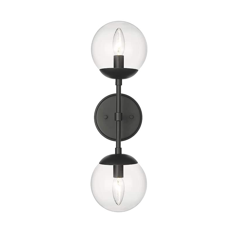 Millennium Lighting Avell 2 Light Sconce with Clear Glass Shades - Matte Black