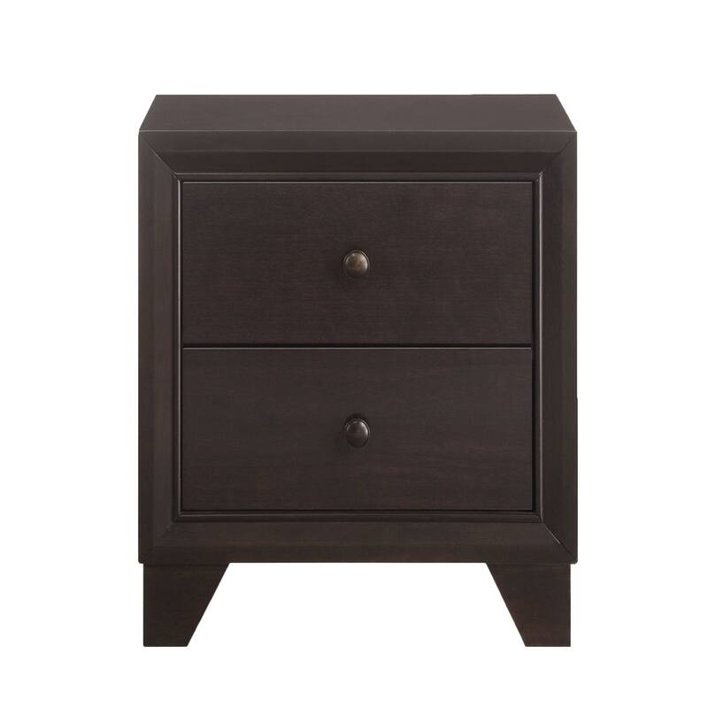 Espresso 2-Drawer Nightstand with Wooden Bracket Legs