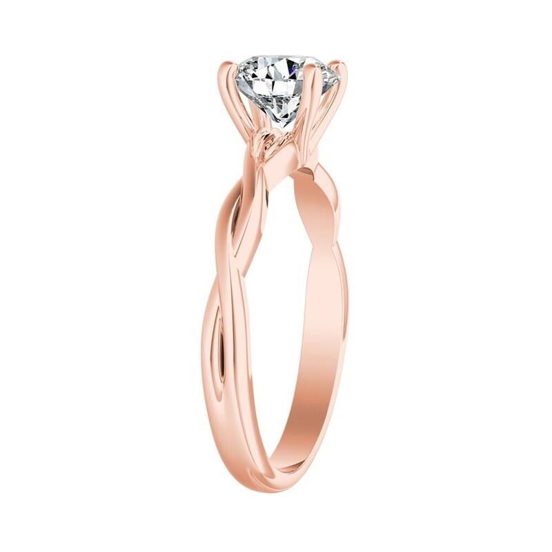 Auriya 14k Gold Twisted 1ctw Solitaire Moissanite Engagement Ring