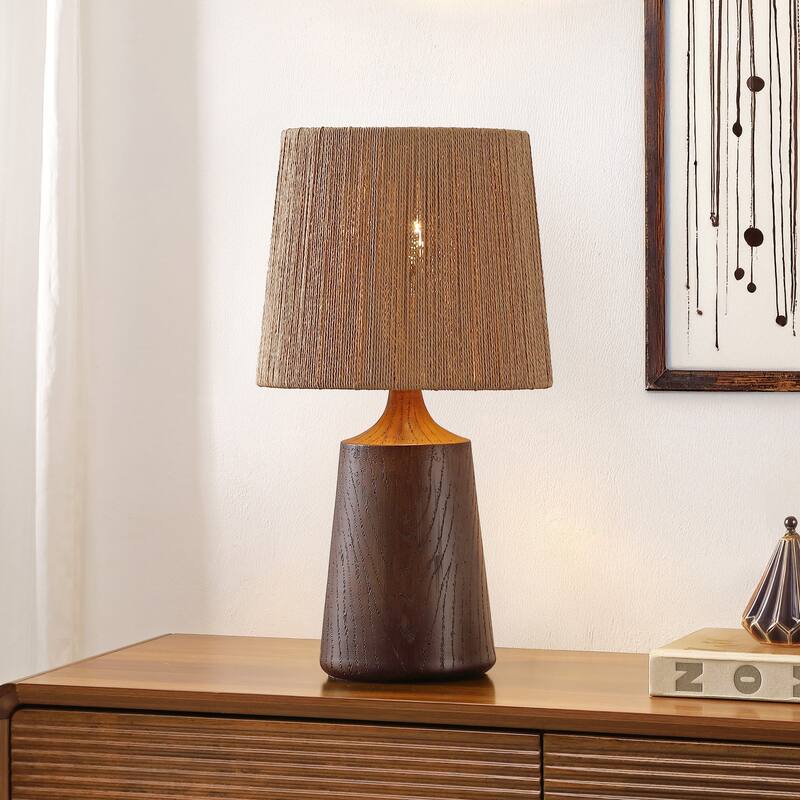Highland 22.25" Resin/Metal LED Table Lamp with Paper Rope Shade, By JONATHAN Y