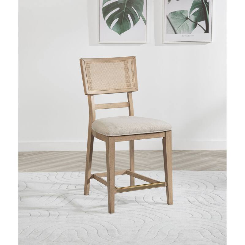 Kailani Rattan Cane Counter Side Chair Beige Oak (Set of 2) - 19.5" x 22.25" x 42"