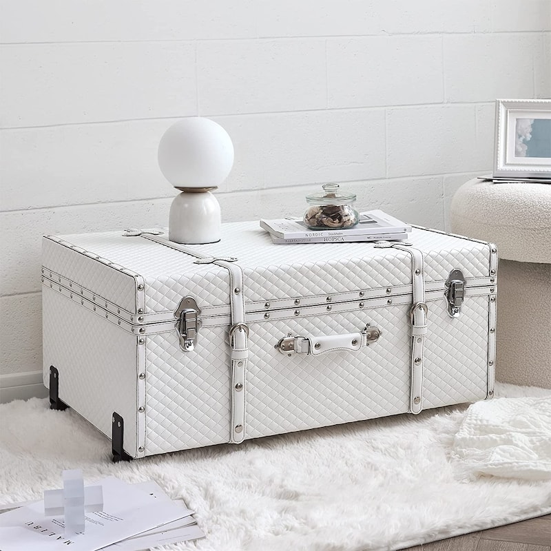 Texture® Brand Trunk - Diamond by DormCo - 29"L x 20"W x 14"H - White