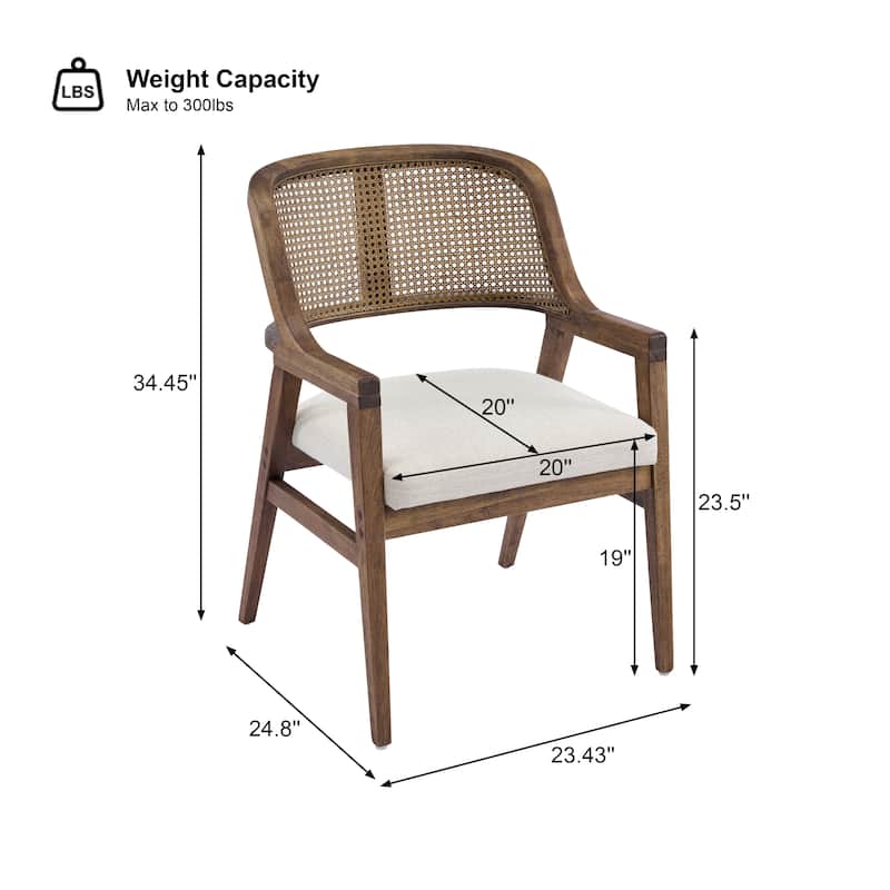 Christopher Knight Home - Mid-Century Extendable Dining Table Set with Upholstered Cane Back Dining Chairs