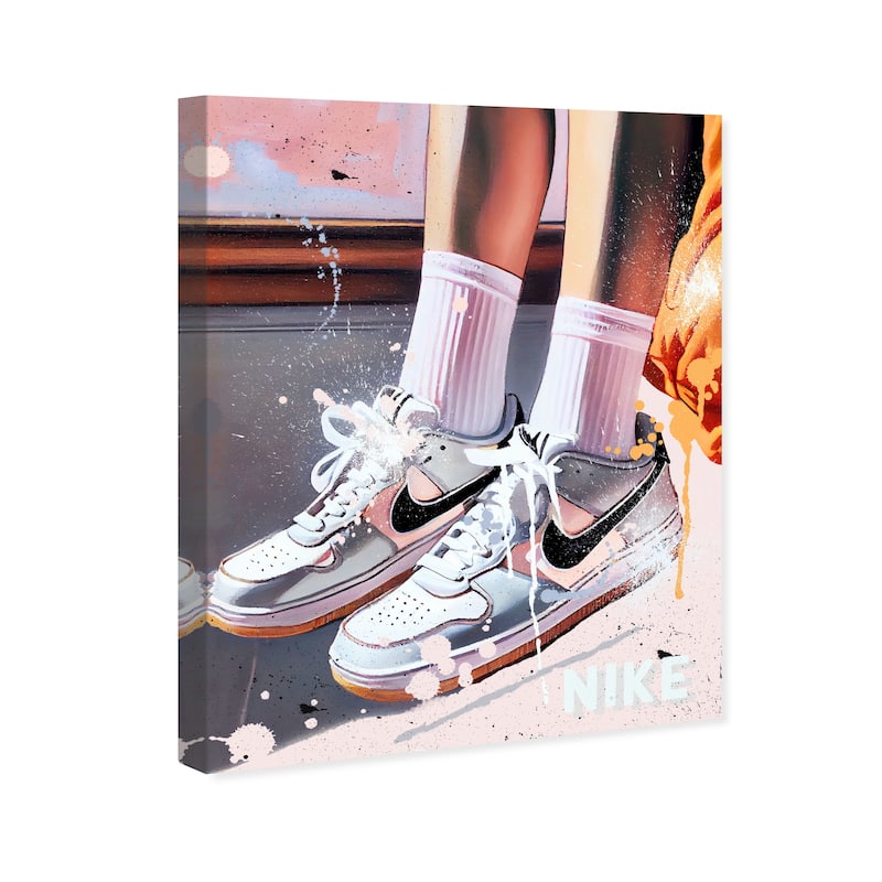 Wynwood Studio Fashion and Glam Every Drip Sneakers Pastel Pink and Light Pink Modern & Contemporary Wall Art Canvas Print